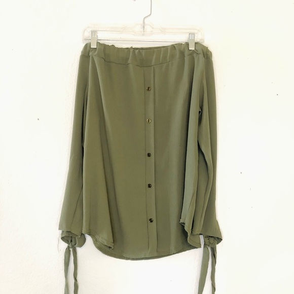 5 FOR $25 ⭐️ Olive Green Bardot Top - Picture 1 of 6